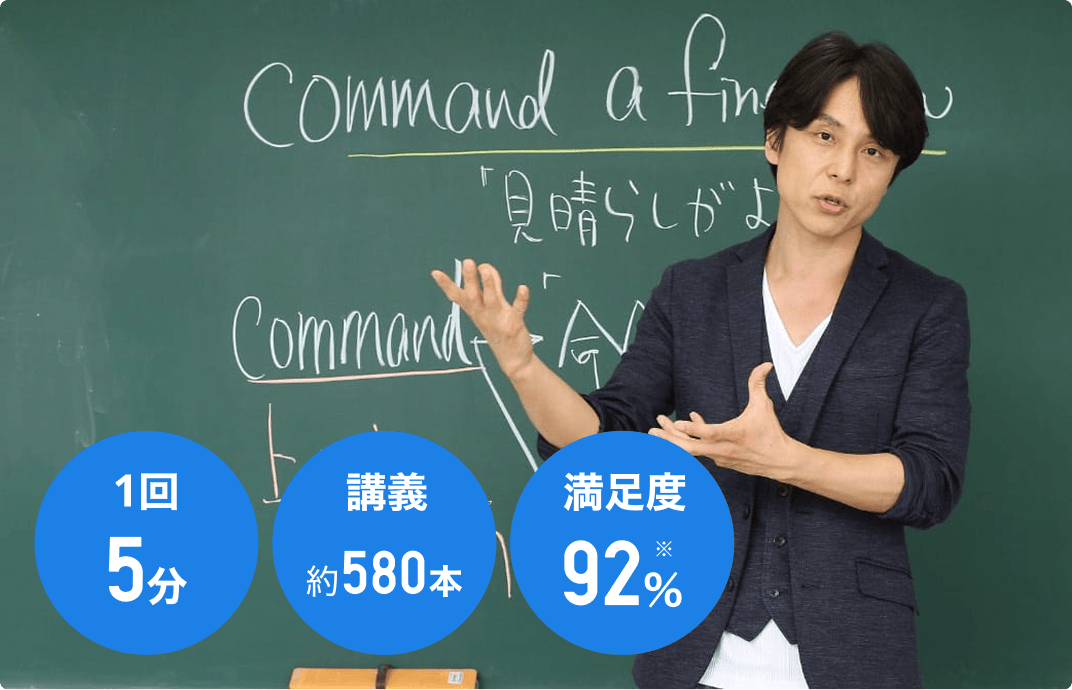 1回5分、講義約580本、満足度93%